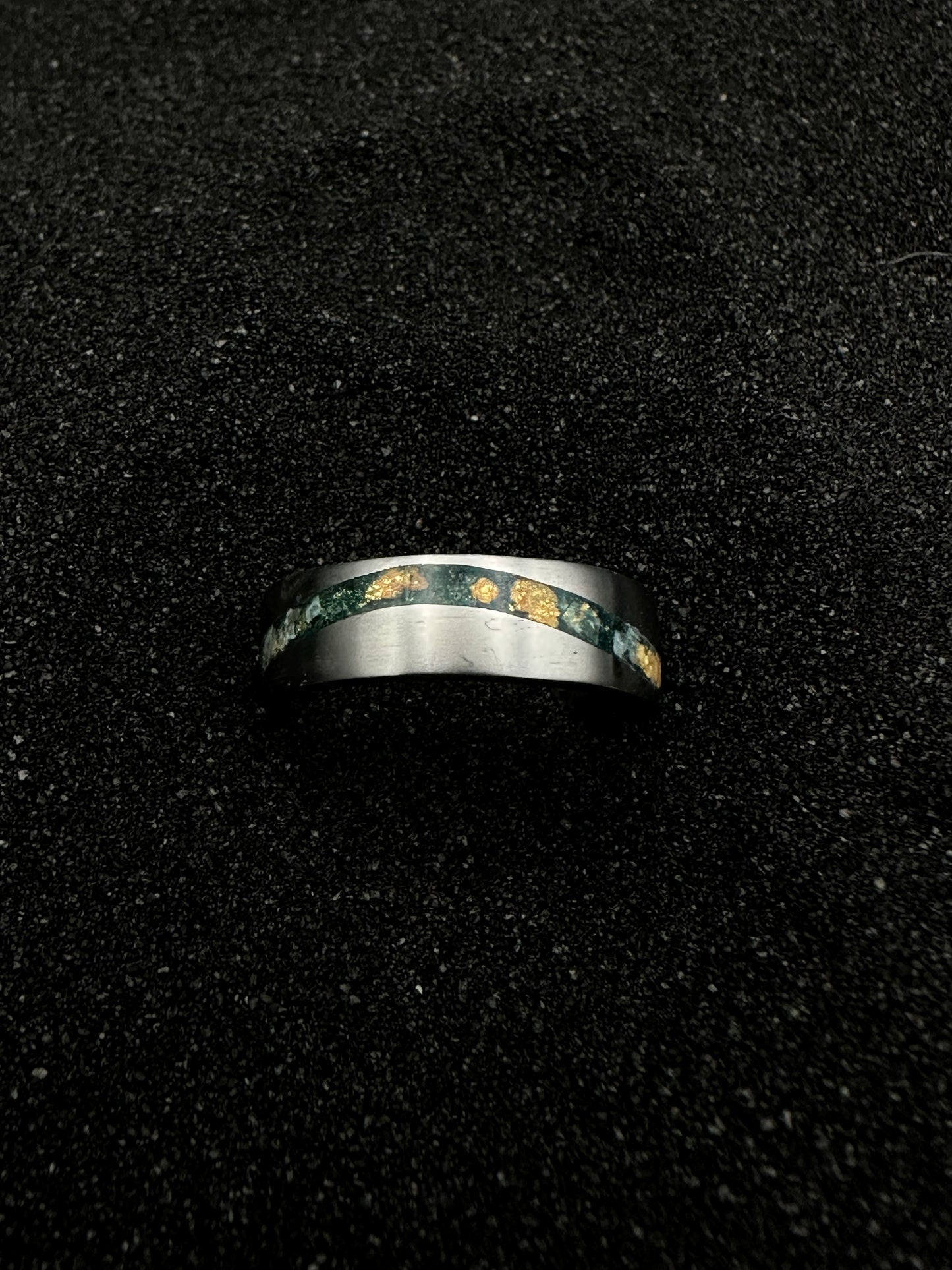 Emerald Titanium Inlay Ring