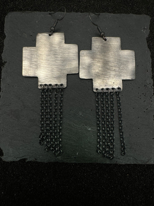 Cross and Chain Earrings