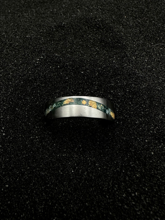 Emerald Titanium Inlay Ring