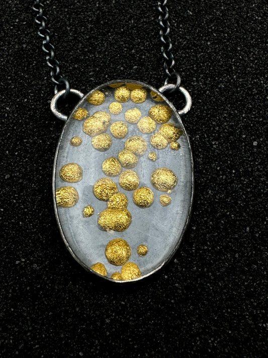 Gold Bubble Oval Necklace