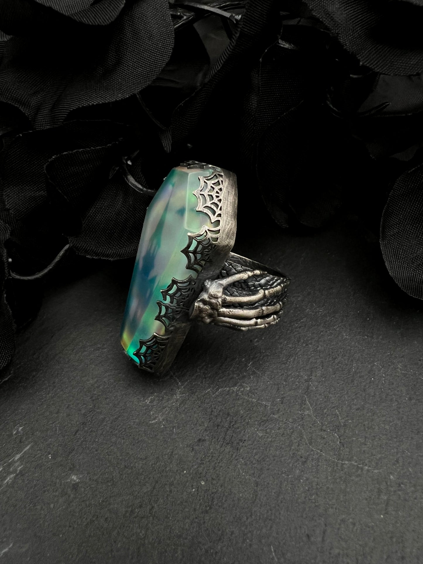 Coffin and Skull Hands Ring